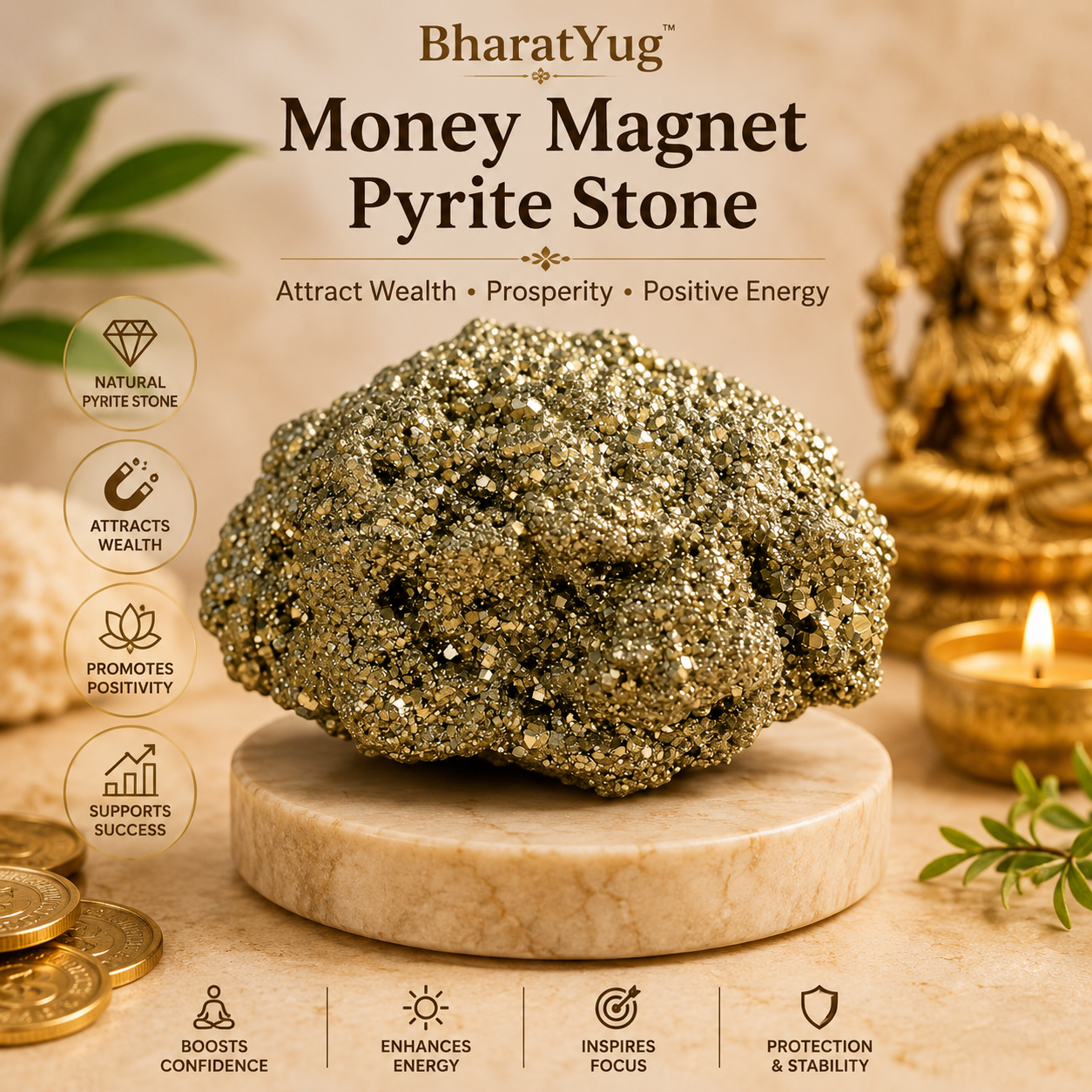 BharatYug Money Magnet Pyrite Stone