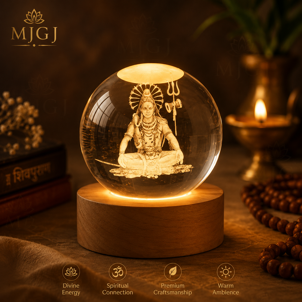 Divine Crystal Lamps | USB Cable & LED Wooden Base